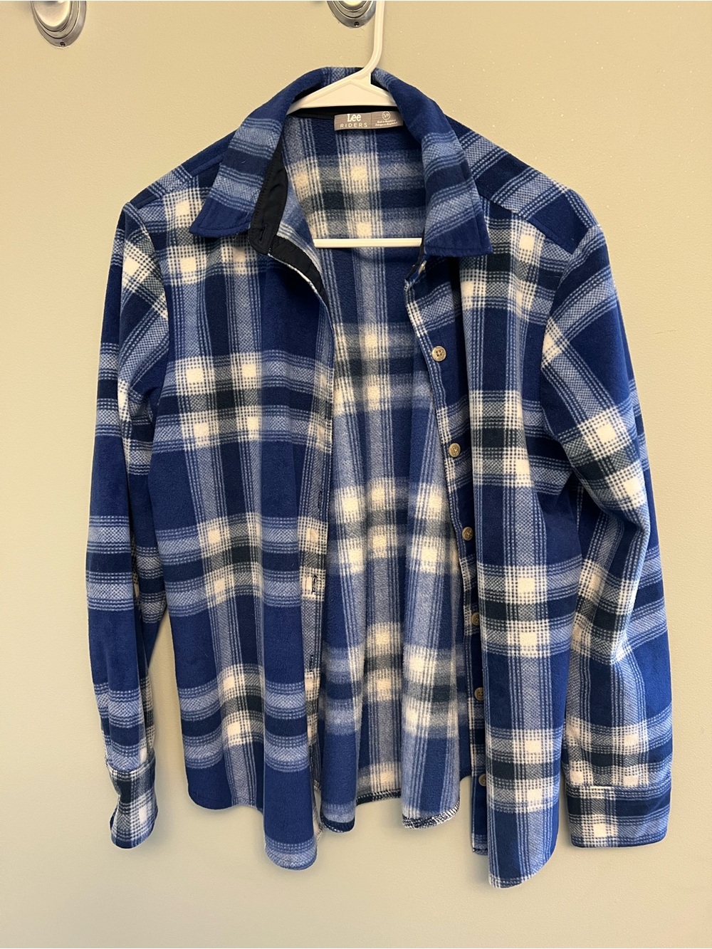 Lee Riders Blue and White Plaid Fleece Shirt Jacket